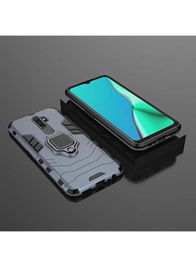 إيروريكس جراب لهاتف Oppo A9 2020 A11X A5 2020 مع واقي شاشة من الزجاج المقوى وغطاء مدرع هجين مقاوم للصدمات ومسند لهاتف Oppo A9 2020 A11X A5 2020 أزرق - Image 5