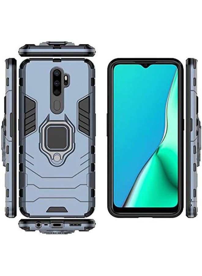 إيروريكس جراب لهاتف Oppo A9 2020 A11X A5 2020 مع واقي شاشة من الزجاج المقوى وغطاء مدرع هجين مقاوم للصدمات ومسند لهاتف Oppo A9 2020 A11X A5 2020 أزرق - Image 2