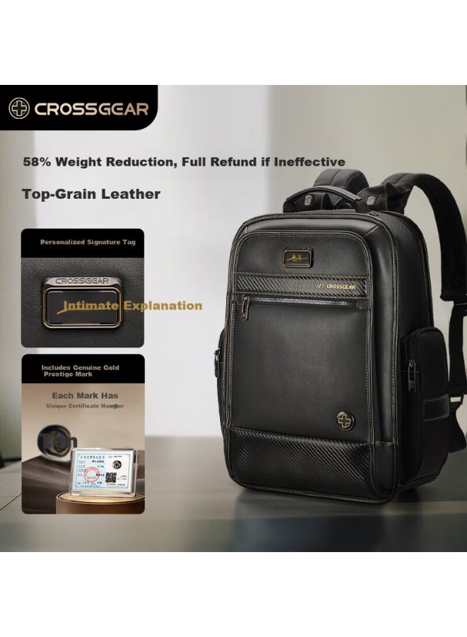 CROSS+GEAR Crossgear Cross Medal Weight Loss Master Genuine Leather Business Backpack For Men 16-inch Laptop Bag Large Capacity Travel Bag - Image 1