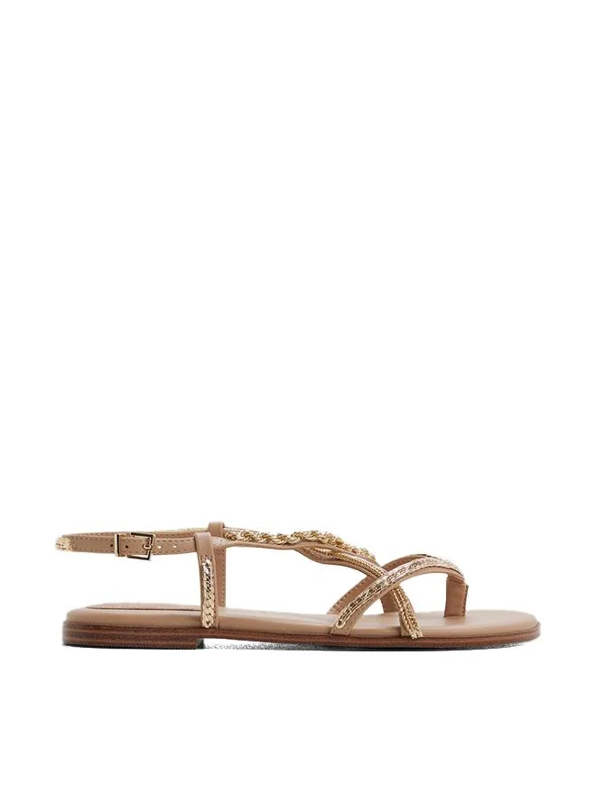 Aury Ladies Beige Flat Sandals