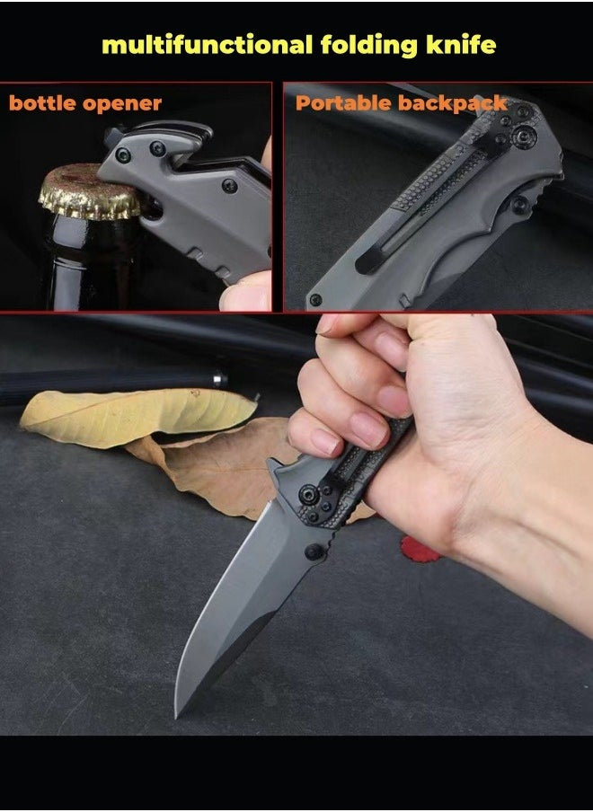 Browning - Outdoor All Stainless Steel High Hardness Camping Survival Folding Knife Portable - Black - Image 1