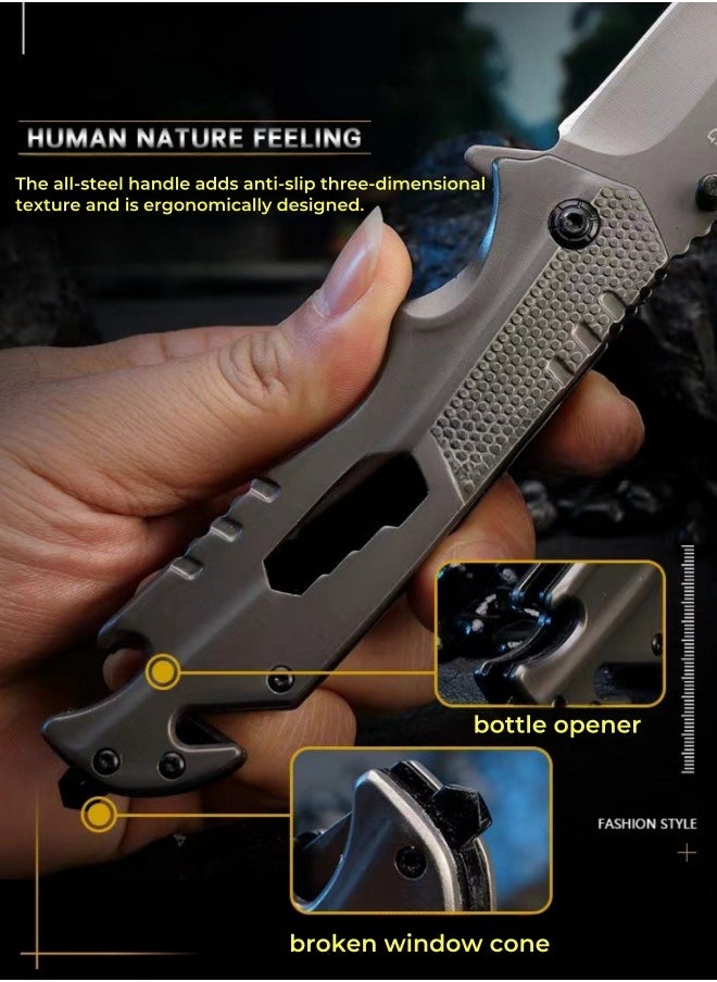 Browning - Outdoor All Stainless Steel High Hardness Camping Survival Folding Knife Portable - Black - Image 1