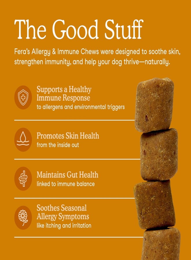 Fera Pets Dog Allergy Chews – Allergy Relief & Itching Skin Relief – Immune & Gut Support with Organic Mushrooms, Postbiotics & Colostrum – Promotes Skin Health – 90 Soft Chews - Image 3
