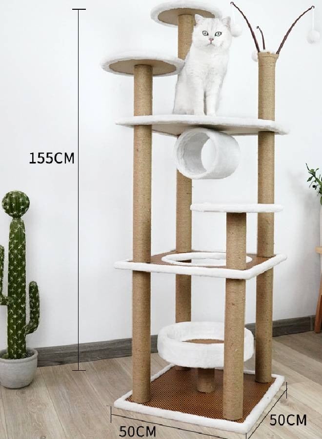 إن كي أكس برج شجرة قطط طويل متعدد المستويات مع مجاثم وأسرّة وألعاب - ارتفاع 155 سم - Image 1