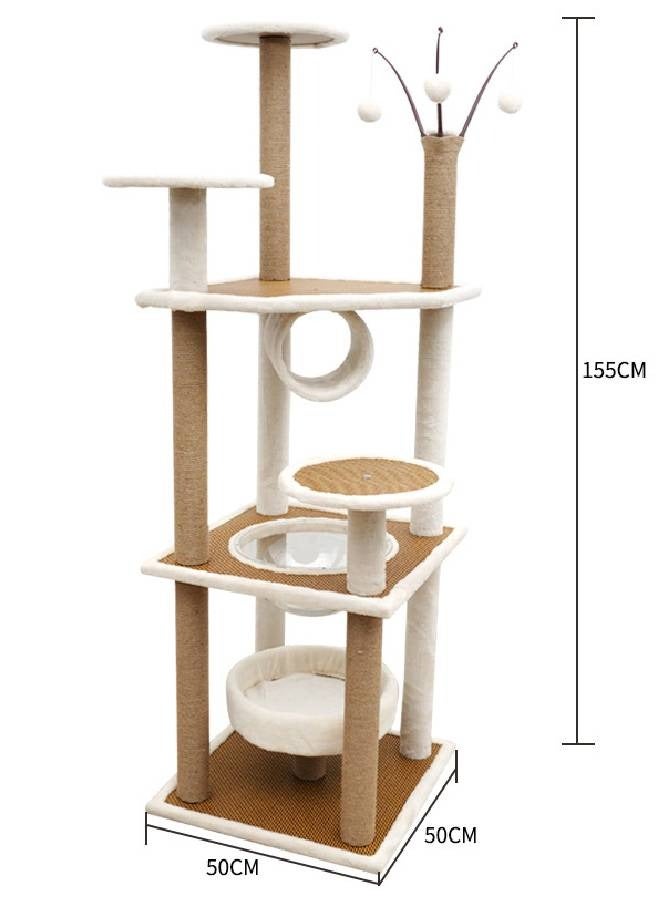 إن كي أكس برج شجرة قطط طويل متعدد المستويات مع مجاثم وأسرّة وألعاب - ارتفاع 155 سم - Image 2