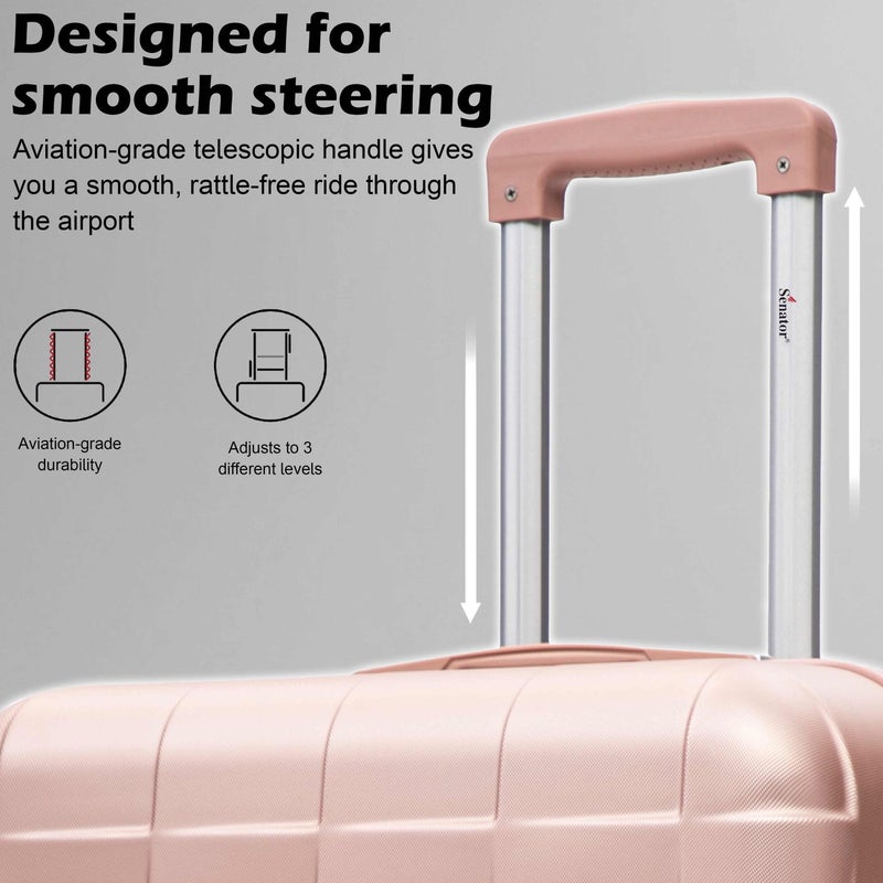 SENATOR Hard Case Travel Bag Trolley Luggage Set of 4 ABS Lightweight Suitcase with 4 Spinner Wheels,  A207, Rose Gold - Image 4