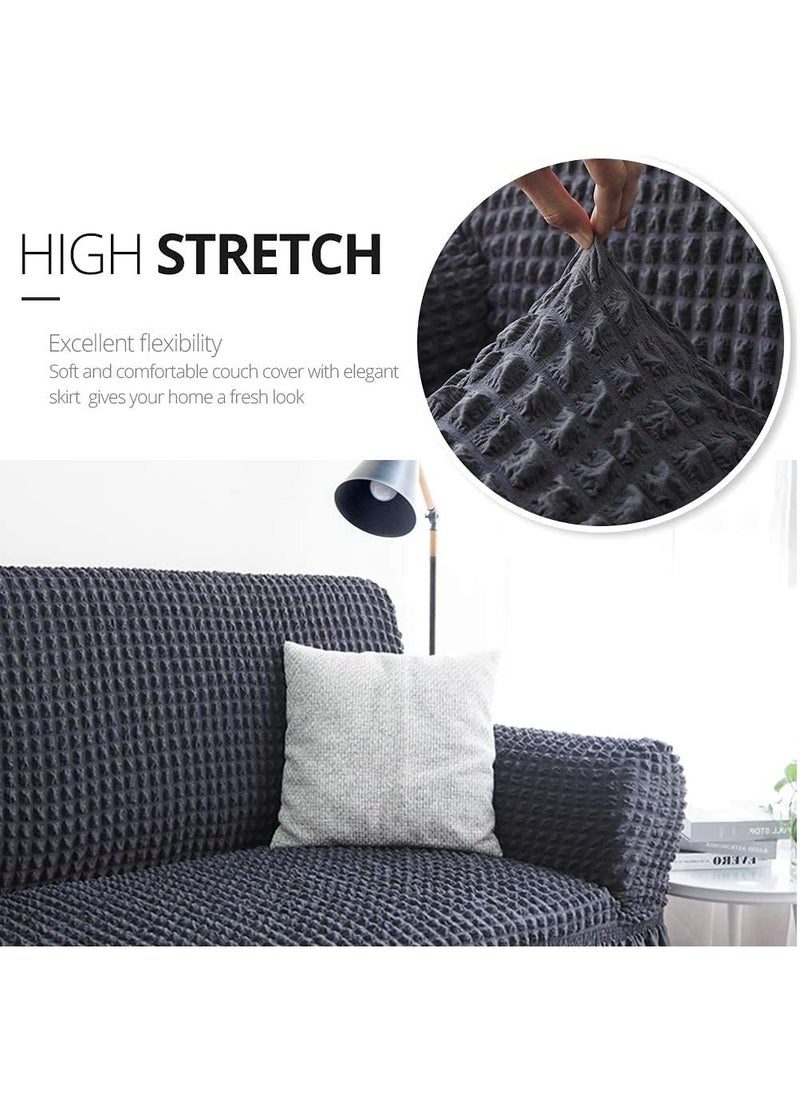 EVORY HOME Sofa Cover 4-Pieces Set of 7-Seater (3+2+1+1) Super Stretchable Anti-Wrinkle Slip Resistant Furniture Protector  - Image 2