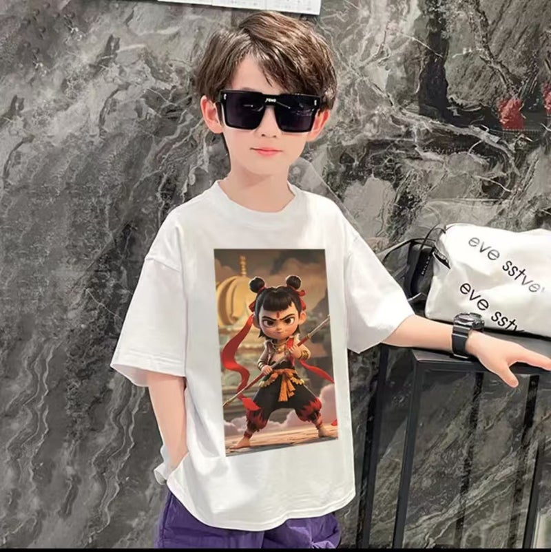 100% Pure Cotton Children'S Clothing Boys' T-Shirt Short-Sleeved Summer Wear Kids' Round Neck Boys' Top Half-Sleeved Cartoon - Image 3