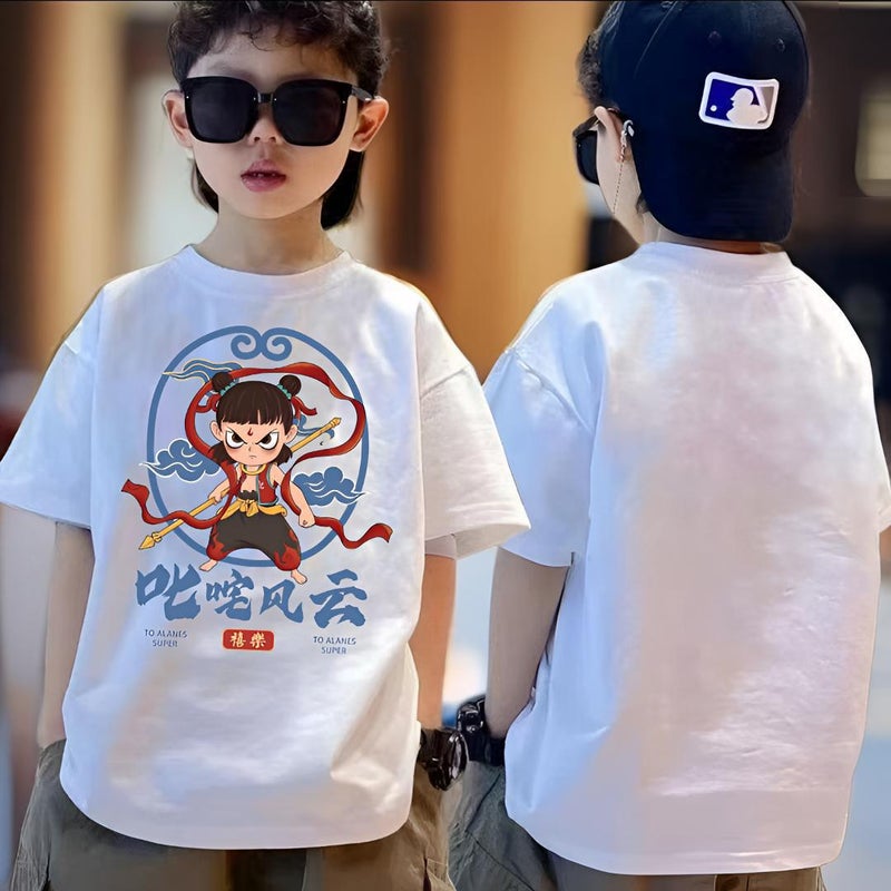 100% Pure Cotton Children'S Clothing Boys' T-Shirt Short-Sleeved Summer Wear Kids' Round Neck Boys' Top Half-Sleeved Cartoon - Image 5