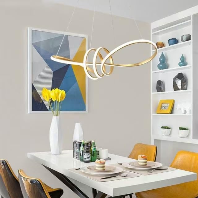 Cruv S-Shape Height Adjustable LED Chandelier for Dining Table, Breakfast Table, Home Decoration,Living Room(Black) - Image 3