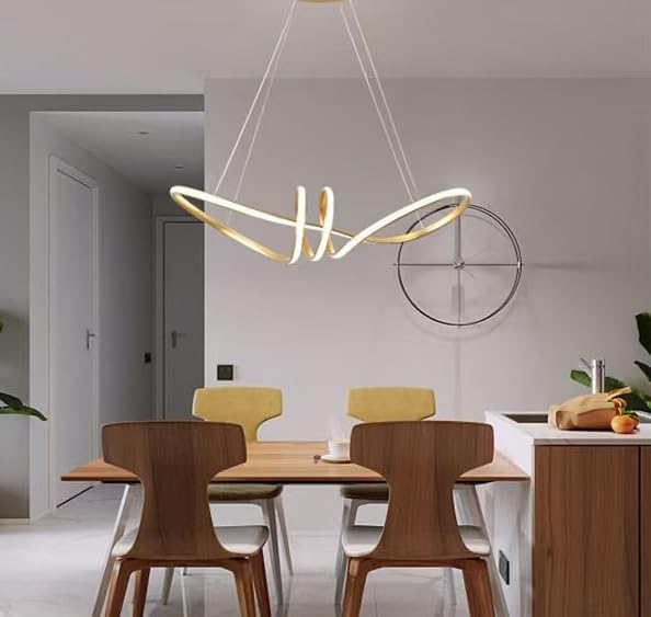 Cruv S-Shape Height Adjustable LED Chandelier for Dining Table, Breakfast Table, Home Decoration,Living Room(Black) - Image 2