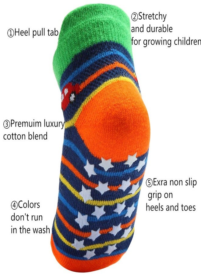 Cottock 12 Pairs Toddler Boy Grips Socks, Baby Socks Boy Ankle Socks for Boys Anti Slip for Kids Boy, 12 Pairs a, 3-5T - Image 2