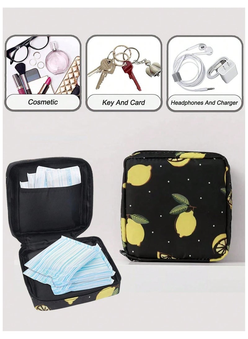 1pc Portable Waterproof Travel Storage Bag - Multi-Purpose Organizer for Sanitary Pads, Lipstick, Mini Cosmetic Bag, and Toiletries, Small Elegant Pouch for Women and Girls，Black Flamingo - Image 1