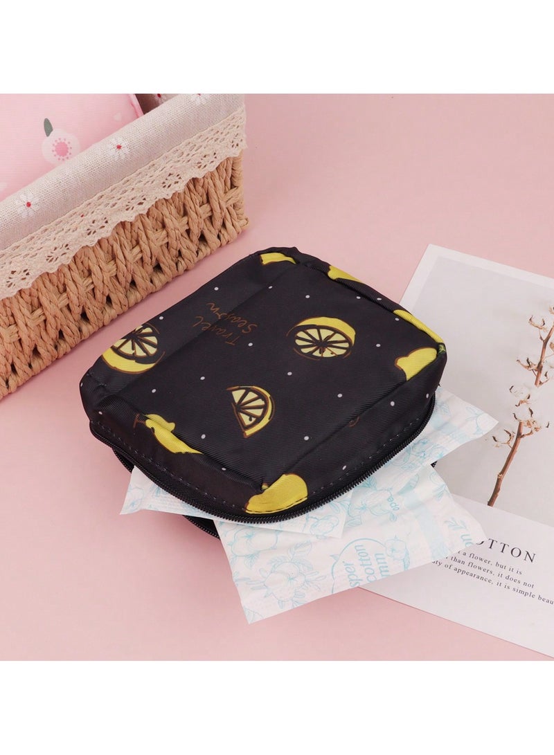 1pc Portable Waterproof Travel Storage Bag - Multi-Purpose Organizer for Sanitary Pads, Lipstick, Mini Cosmetic Bag, and Toiletries, Small Elegant Pouch for Women and Girls，Black Flamingo - Image 3