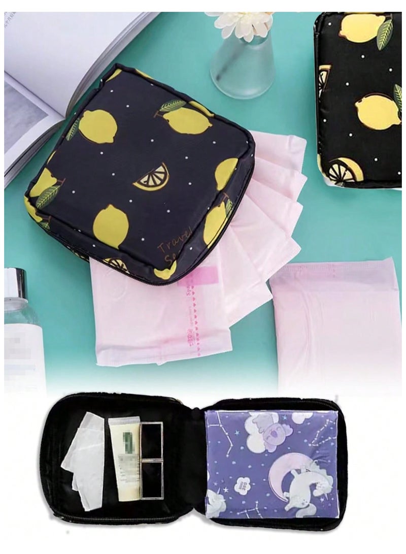 1pc Portable Waterproof Travel Storage Bag - Multi-Purpose Organizer for Sanitary Pads, Lipstick, Mini Cosmetic Bag, and Toiletries, Small Elegant Pouch for Women and Girls，Black Flamingo - Image 5