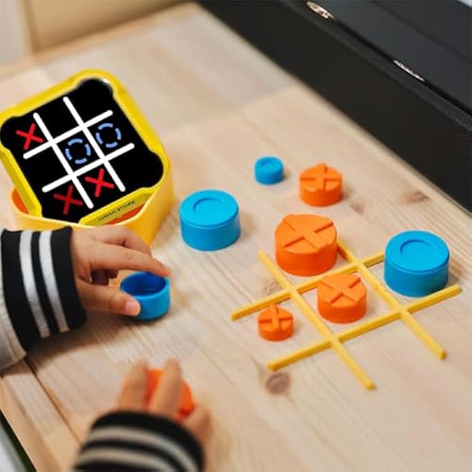 4-IN-1 HANDHELD PUZZLE GAME CONSOLE FOR KIDS AGES 6-12  TIC TAC TOE GAME, MEMORY GAME, REFLEX CHALLENGE, AND TWO-PLAYER MODE  PORTABLE TRAVEL PUZZLE TOY FOR BOYS AND GIRLS - Image 4