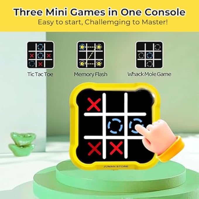 4-IN-1 HANDHELD PUZZLE GAME CONSOLE FOR KIDS AGES 6-12  TIC TAC TOE GAME, MEMORY GAME, REFLEX CHALLENGE, AND TWO-PLAYER MODE  PORTABLE TRAVEL PUZZLE TOY FOR BOYS AND GIRLS - Image 3