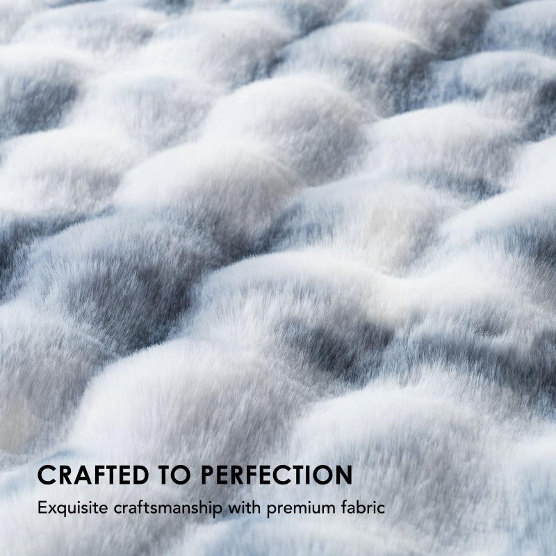 EVERGRACE Ultra Soft Luxury Fluffy Ridgeline Faux Rabbit Fur Throw Blanket  Thick Warm Bubble Throw for Bed  Cozy Plush Reversible Blankets for Couch  Chair  Sofa  Cloud Blue  50x60 Inches  870 GSM - Image 4