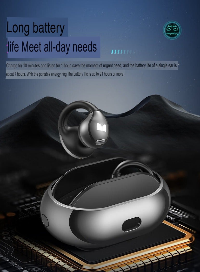 Monster AC600 Wireless Bluetooth Headset, Bluetooth 5.4 Wireless Earbuds With Hifi Stereo, Clip On Earbuds With ENC Clear Call, IPX6 Waterproof Wireless Headphones, (1pc, White) - Image 3