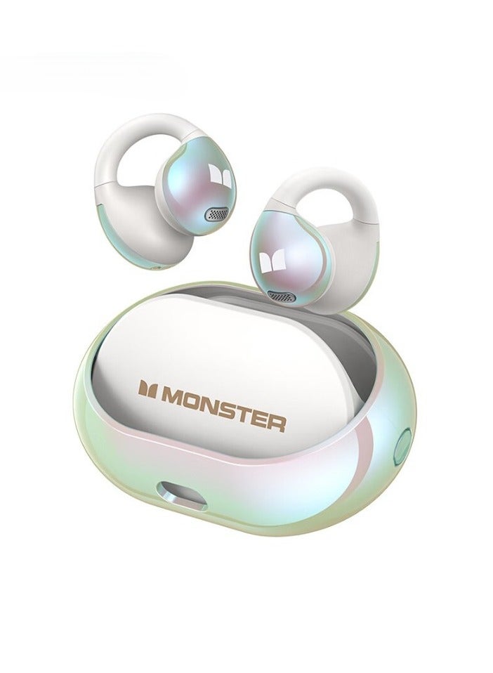 Monster AC600 Wireless Bluetooth Headset, Bluetooth 5.4 Wireless Earbuds With Hifi Stereo, Clip On Earbuds With ENC Clear Call, IPX6 Waterproof Wireless Headphones, (1pc, White) - Image 1