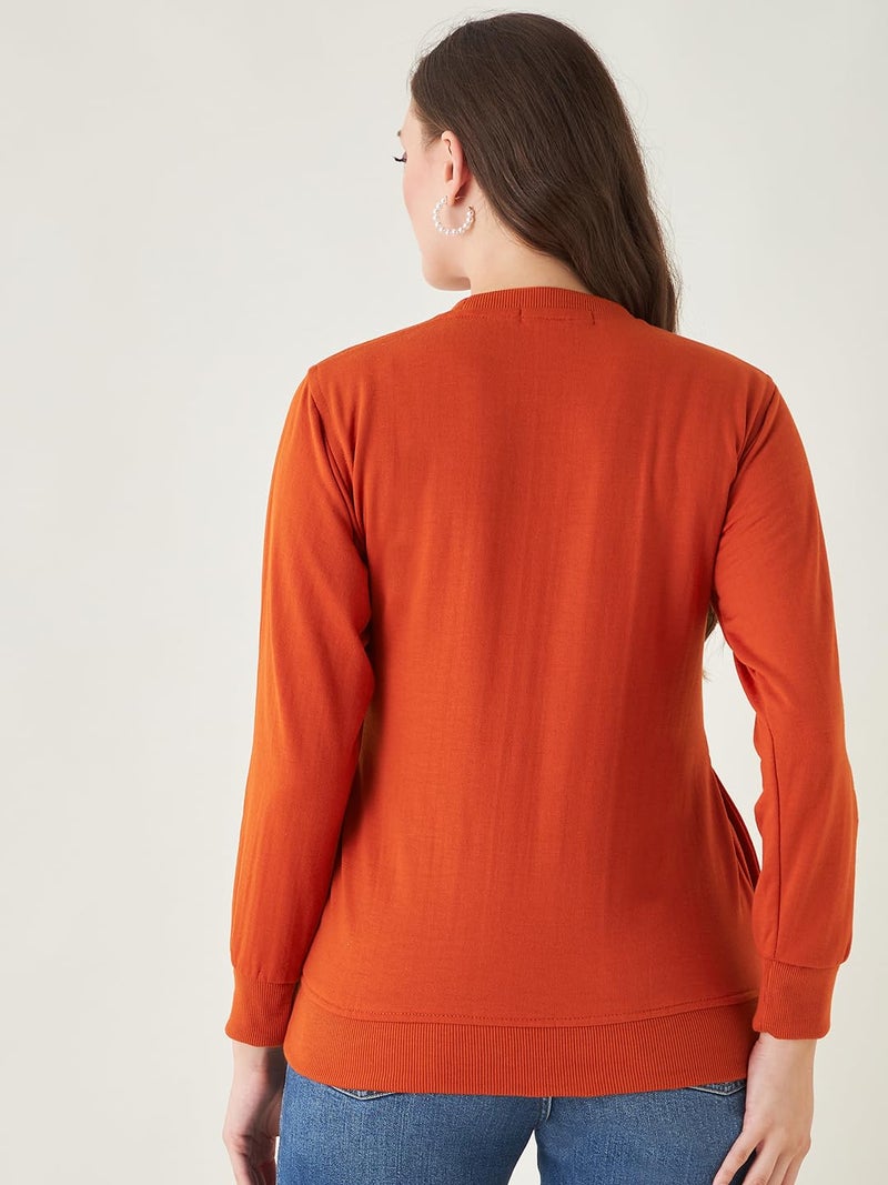 Pivl Women's Winter Printed Casual Sweatshirt_Rust_L - Image 5