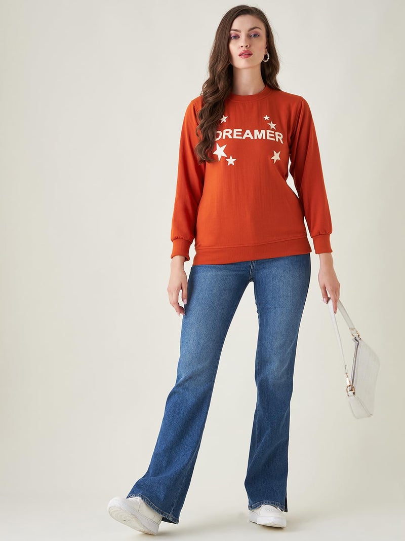 Pivl Women's Winter Printed Casual Sweatshirt_Rust_L - Image 2