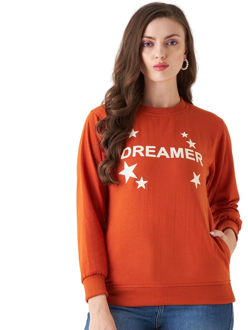 Pivl Women's Winter Printed Casual Sweatshirt_Rust_L - Image 1