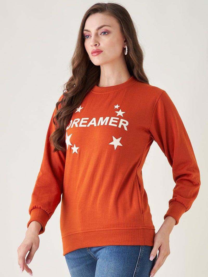 Pivl Women's Winter Printed Casual Sweatshirt_Rust_L - Image 3