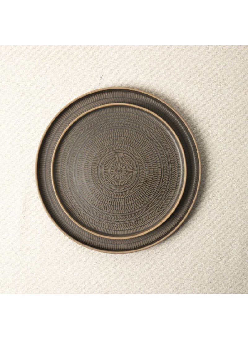 DANUBE HOME Youthful Bite Stoneware Dinner Plate – Durable Modern Dinnerware for Main Courses, Stylish Kitchen Plate for Everyday Dining, Home & Restaurant Use - L26.9XW2 Cm  - Image 1