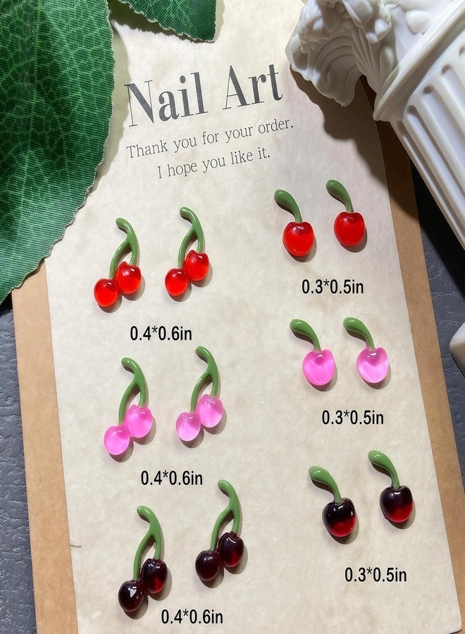 UCCASA 100Pcs Summer Cherry Nail Charms 3D Resin Fruit Nail Art Supplies for Acrylic Nails Red Pink Cherry Nail Gems and Charms Kawaii Nail Charms Cute Nail Jewelry for Women DIY Nail Art Decor Accessories - Image 4