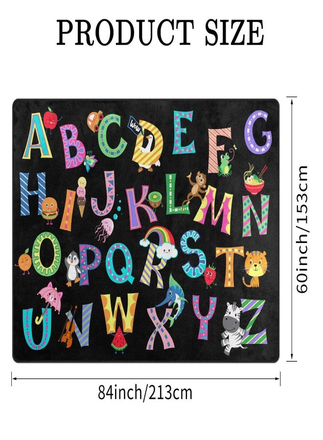 Engree ABC Alphabet Rug, Classroom Playmat Rugs - 5x7 Ft Kids Carpet with Rubber Backing, Colorful Cartoon Letters Kids Play Mat Nursery Rugs for Toddlers Children Bedroom Playroom - Black - Image 2