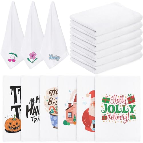 WUWEOT 15 Pack Sublimation Blank Towels, 16 x 24 Inch DIY Microfiber Kitchen Towel, White Soft Bathroom Towels, Easy to Clean Multi Purpose Dish Towel for Cleaning and Decoration - Image 1