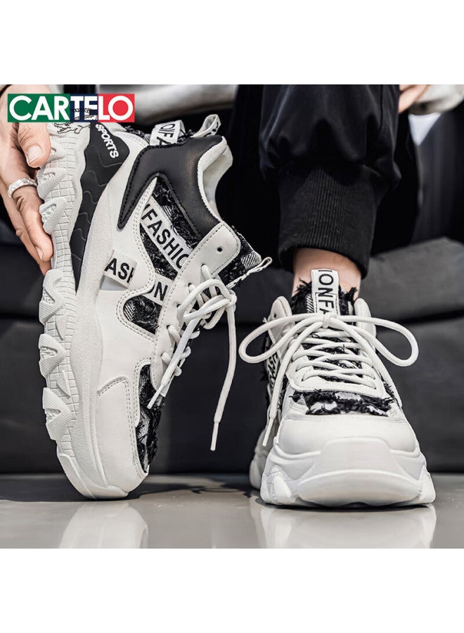 Cartelo Men's Dad Sneakers  Spring Fashion Thick-soled Casual Running Sports Shoes White Black Size 43 - Image 4