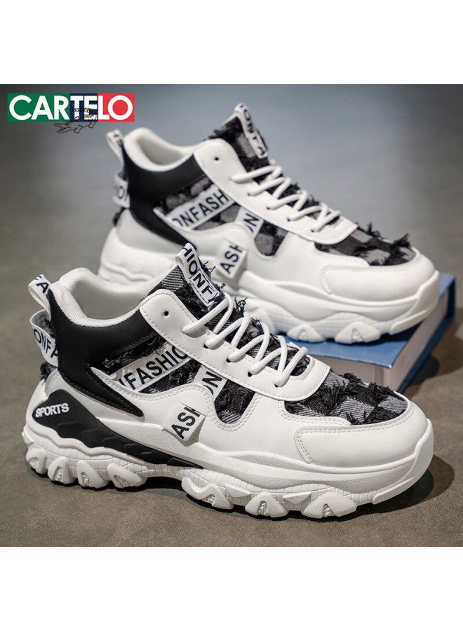 Cartelo Men's Dad Sneakers  Spring Fashion Thick-soled Casual Running Sports Shoes White Black Size 43 - Image 1