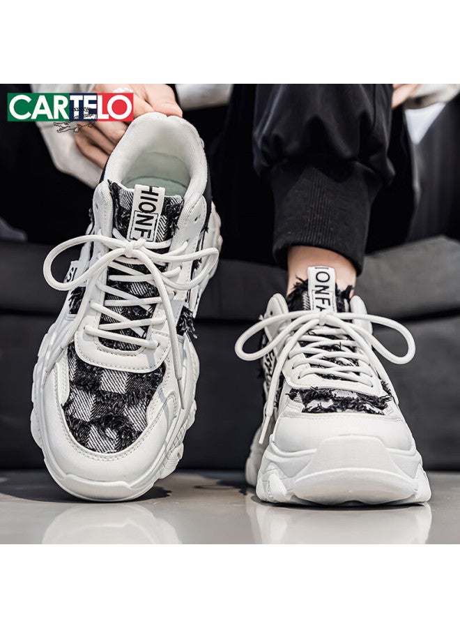 Cartelo Men's Dad Sneakers  Spring Fashion Thick-soled Casual Running Sports Shoes White Black Size 43 - Image 3