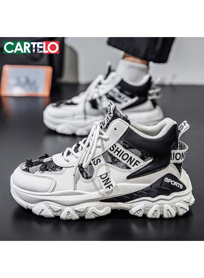 Cartelo Men's Dad Sneakers  Spring Fashion Thick-soled Casual Running Sports Shoes White Black Size 43 - Image 2