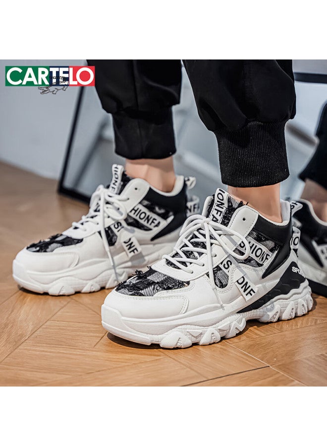 Cartelo Men's Dad Sneakers  Spring Fashion Thick-soled Casual Running Sports Shoes White Black Size 43 - Image 5
