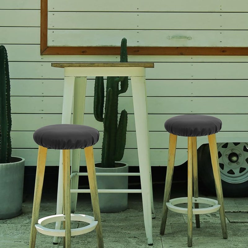 Zerodeko Stool Seat Cover Protector for 34-35cm Diameter Stools, Stretch Pu Round Cushion Slipcover, Non-Slip Barstool Chair Cover for Home and Bar Use - Image 4