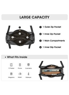 Kattee Kattee Leather Purses and Handbags for Women, Soft Genuine Leather Shoulder Hobo Bags with Top Magnetic Snap Closure Black  - Image 5