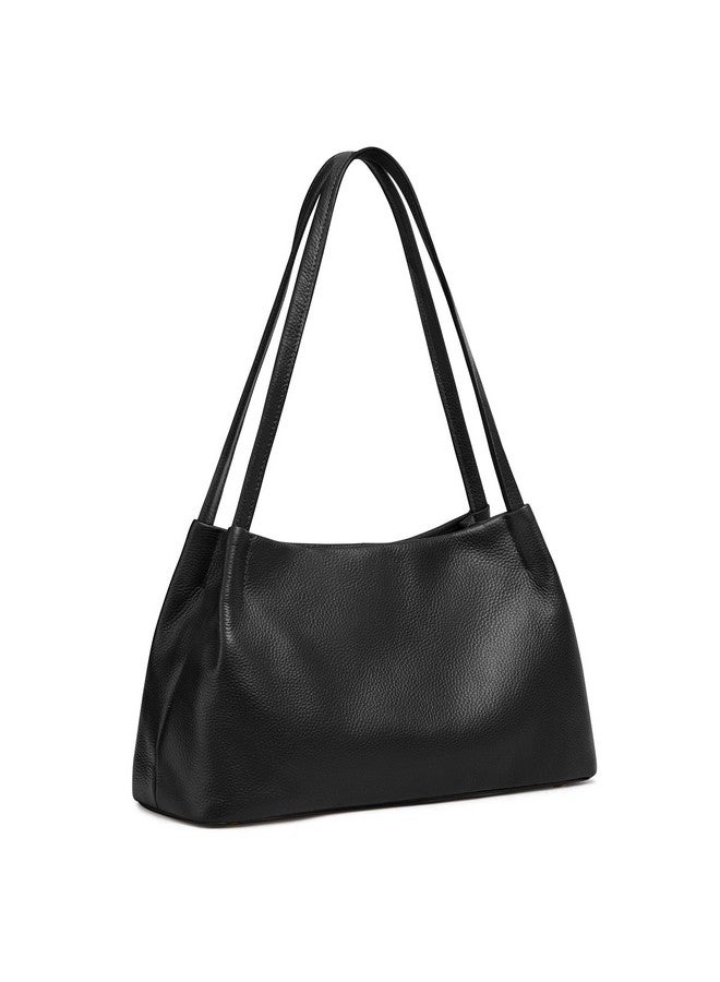 Kattee Kattee Leather Purses and Handbags for Women, Soft Genuine Leather Shoulder Hobo Bags with Top Magnetic Snap Closure Black - Image 1