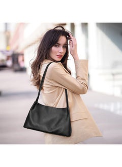 Kattee Kattee Leather Purses and Handbags for Women, Soft Genuine Leather Shoulder Hobo Bags with Top Magnetic Snap Closure Black  - Image 3