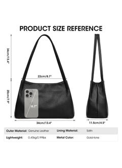 Kattee Kattee Leather Purses and Handbags for Women, Soft Genuine Leather Shoulder Hobo Bags with Top Magnetic Snap Closure Black  - Image 4