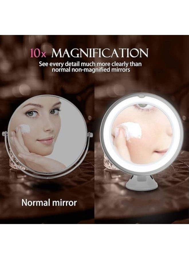 Generic 8" 10X Magnifying Makeup Vanity Mirror Suction Cup with LED Light  - Image 5