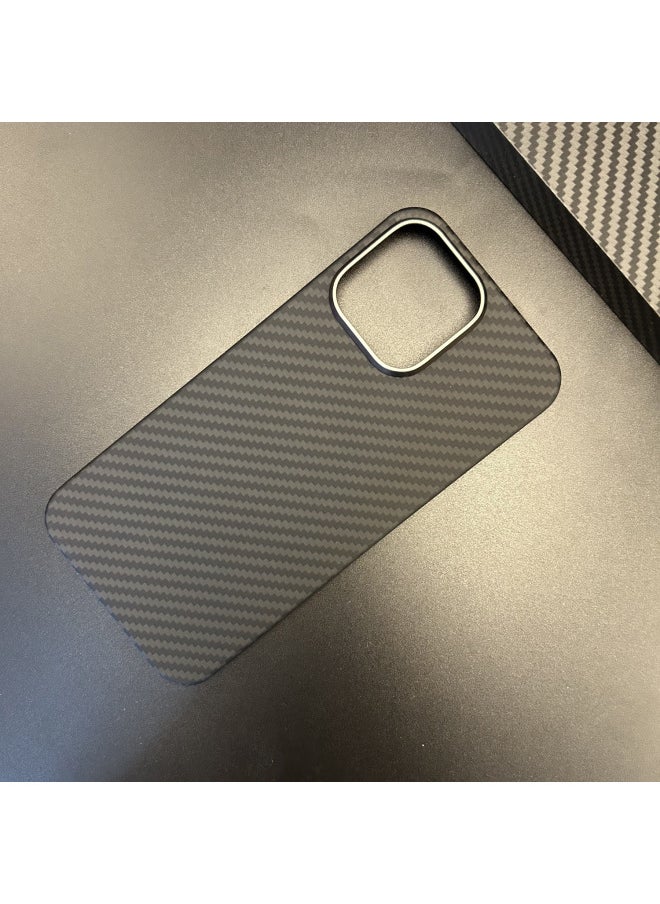 Generic - For Iphone16promax Kevlar Phone Case Magnetic Suction For Iphone 16pro Carbon Fiber Protective Case Product-Color:Black And Gray 1500d Crater Metal Frame All-inclusive-Applicable Models:For Iphone16promax - Image 1