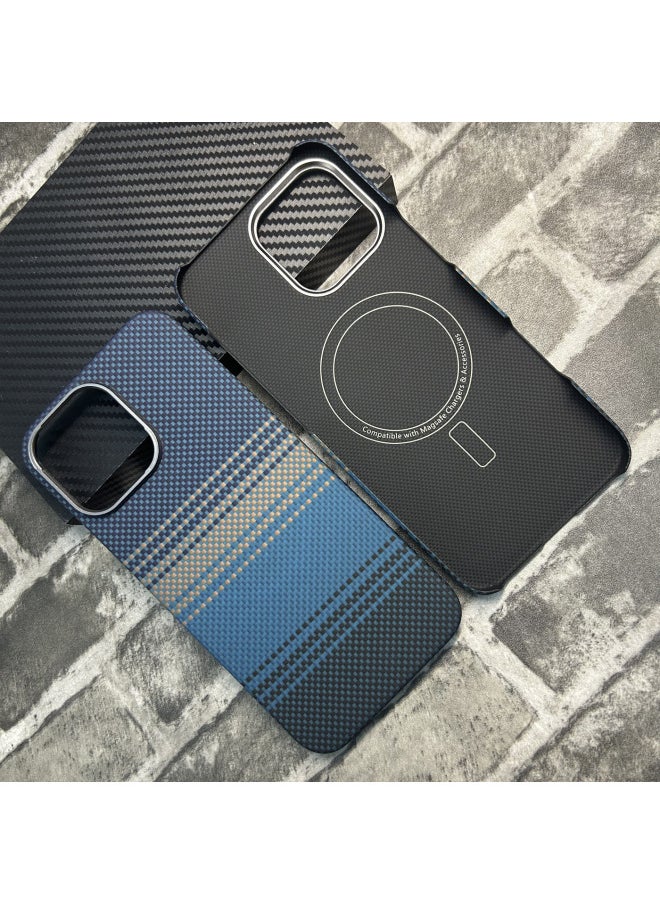 Generic - For Iphone16promax Kevlar Phone Case Magnetic Suction For Iphone 16pro Carbon Fiber Protective Case Product-Color:Black And Gray 1500d Crater Metal Frame All-inclusive-Applicable Models:For Iphone16promax - Image 1