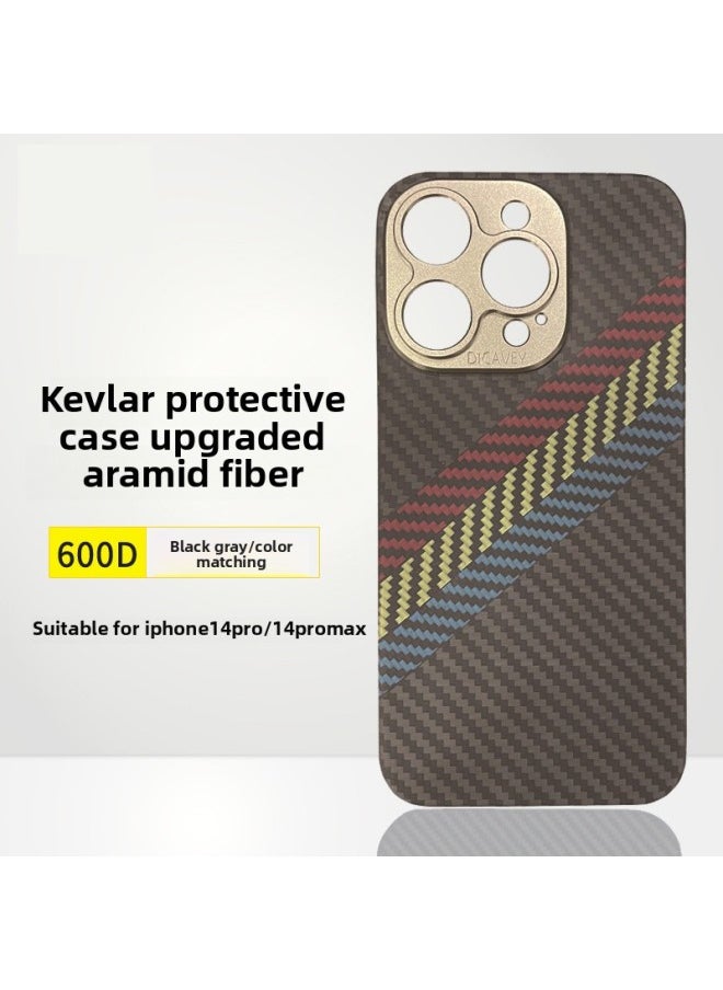 Generic - For Iphone16promax Kevlar Phone Case Magnetic Suction For Iphone 16pro Carbon Fiber Protective Case Product-Color:Black And Gray 1500d Crater Metal Frame All-inclusive-Applicable Models:For Iphone16promax - Image 1