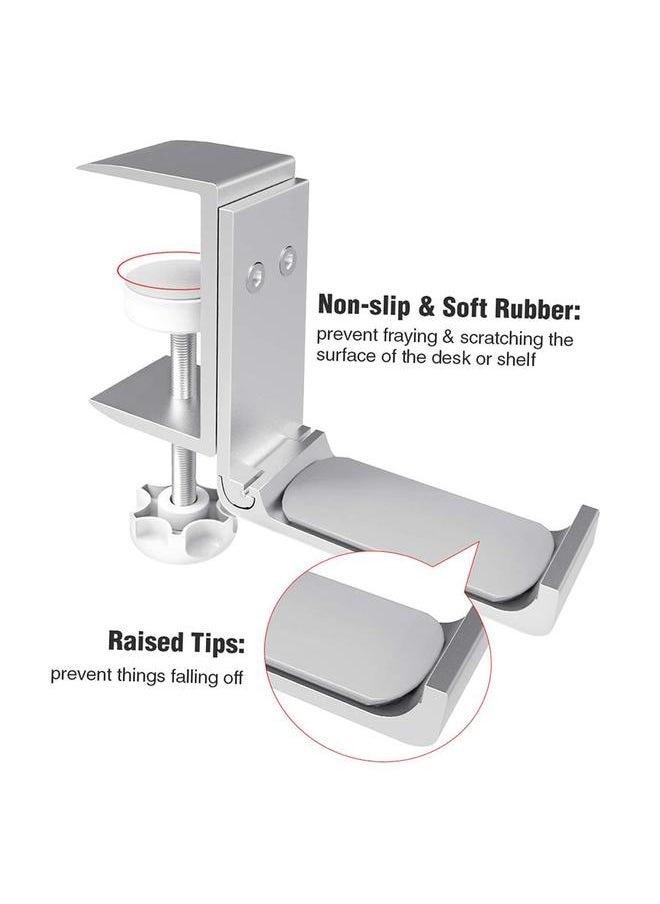 Thoraya - Universal Headset Hanger Headphone Hook Holder Desk Mount Stand Aluminum Alloy with Foldable Clamp Supports Horizontal Vertical Installation - Image 1