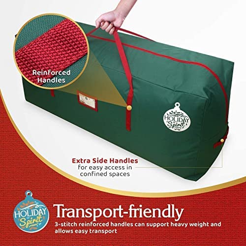 HOLIDAY SPIRIT Heavy Duty Canvas Bags for Christmas Tree - Waterproof Storage Bag with Reinforced Handles and Dual Zipper for 7.5 Ft Tree - 600D Oxford Material Protects from Dust and Moisture, Green - Image 5