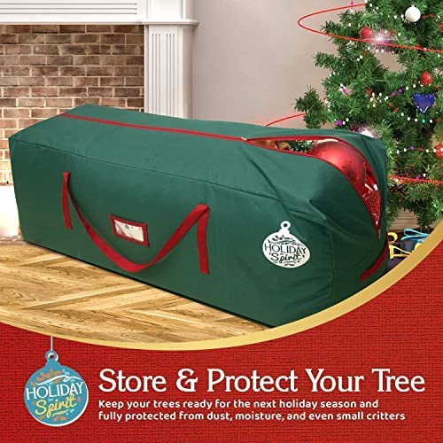 HOLIDAY SPIRIT Heavy Duty Canvas Bags for Christmas Tree - Waterproof Storage Bag with Reinforced Handles and Dual Zipper for 7.5 Ft Tree - 600D Oxford Material Protects from Dust and Moisture, Green - Image 4