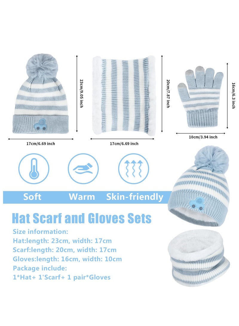 SYOSI 4 Pcs Kids Winter Beanie Hat Scarf Gloves Set - Thick Fluffy Warm Accessories for 2-8 Years Old Boys and Girls - Toddler Cold Weather Gear - Image 3